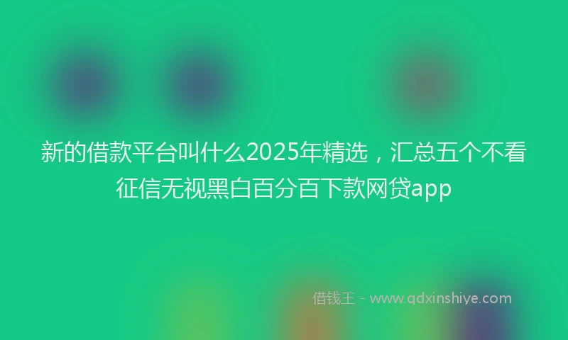 新的借款平台叫什么2025年精选，汇总五个不看征信无视黑白百分百下款网贷app