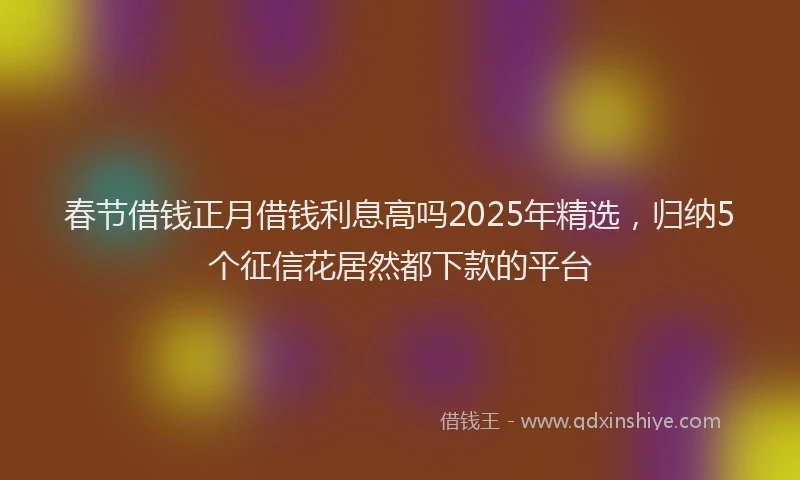 春节借钱正月借钱利息高吗2025年精选，归纳5个征信花居然都下款的平台