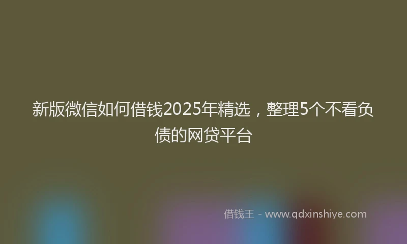 新版微信如何借钱2025年精选，整理5个不看负债的网贷平台