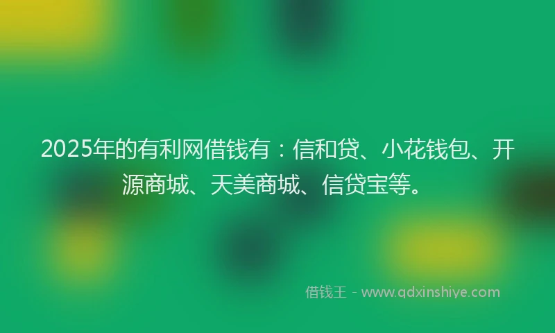 2025年的有利网借钱有：信和贷、小花钱包、开源商城、天美商城、信贷宝等。