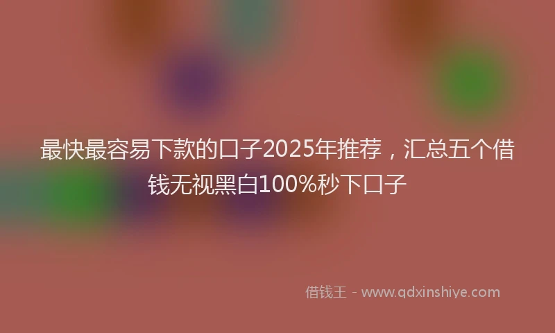 最快最容易下款的口子2025年推荐，汇总五个借钱无视黑白100%秒下口子