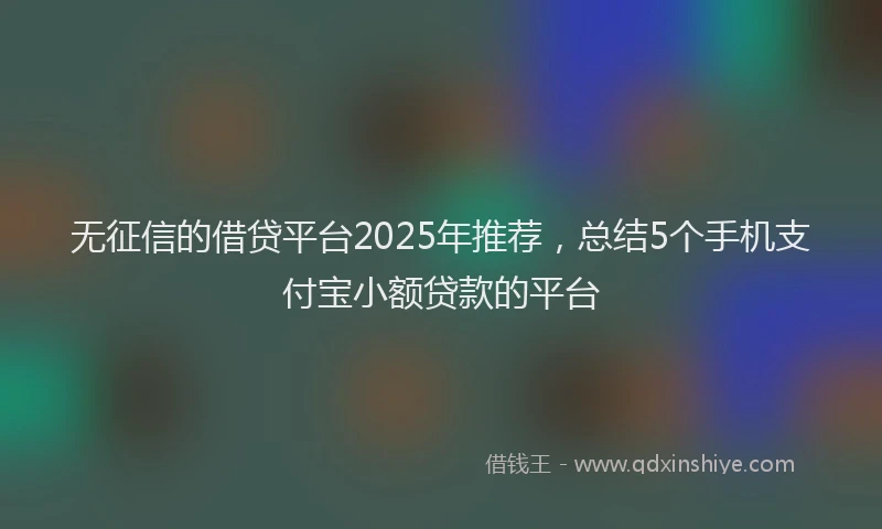 无征信的借贷平台2025年推荐，总结5个手机支付宝小额贷款的平台