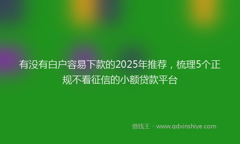 有没有白户容易下款的2025年推荐，梳理5个正规不看征信的小额贷款平台