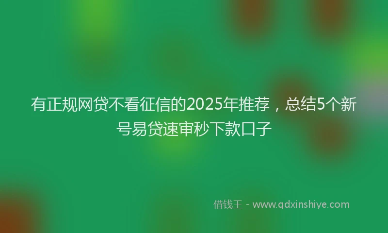 有正规网贷不看征信的2025年推荐，总结5个新号易贷速审秒下款口子