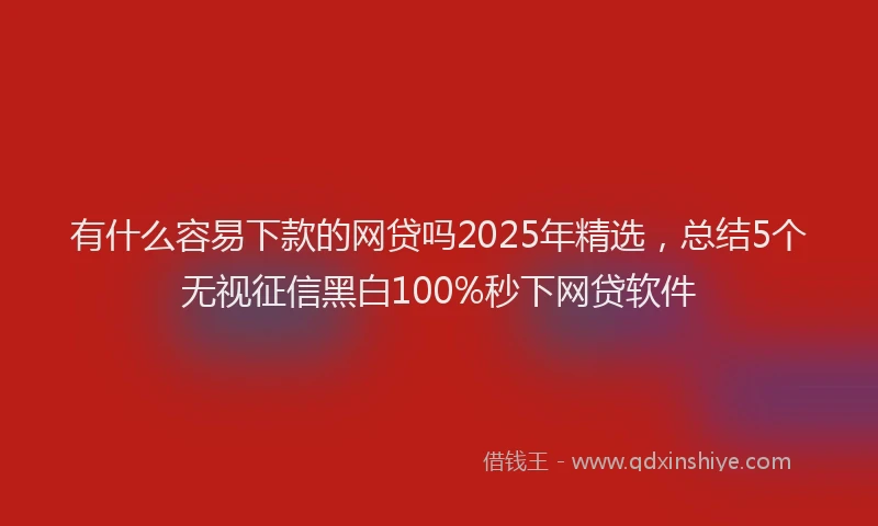 有什么容易下款的网贷吗2025年精选，总结5个无视征信黑白100%秒下网贷软件