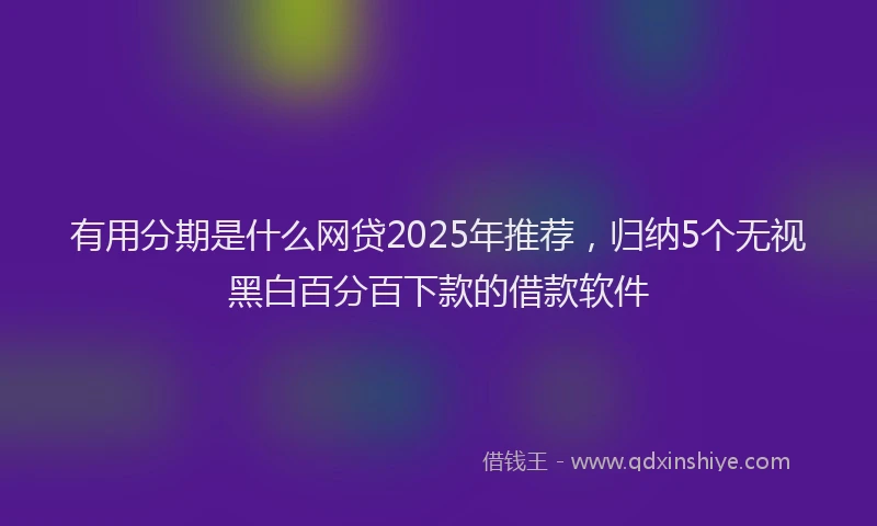 有用分期是什么网贷2025年推荐，归纳5个无视黑白百分百下款的借款软件