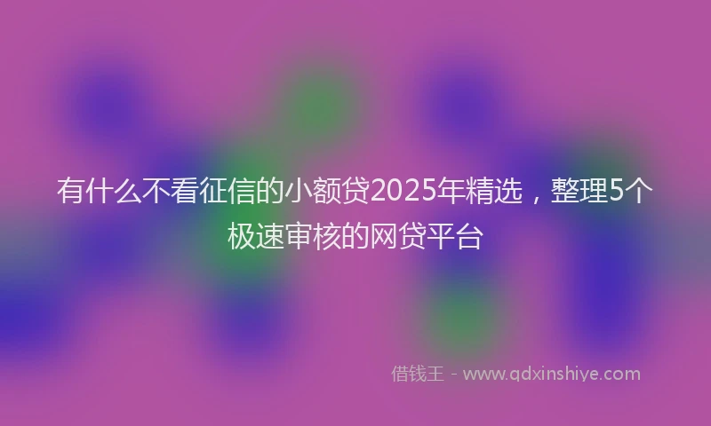 有什么不看征信的小额贷2025年精选，整理5个极速审核的网贷平台