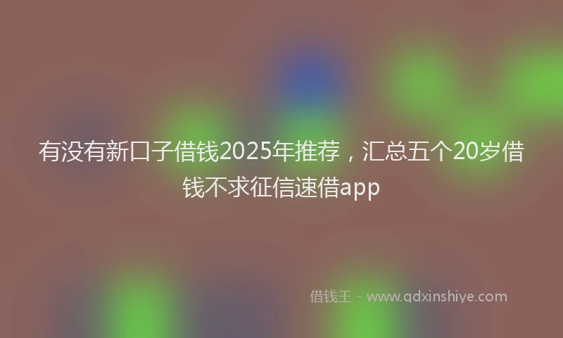 有没有新口子借钱2025年推荐，汇总五个20岁借钱不求征信速借app