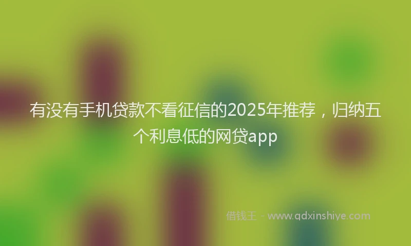 有没有手机贷款不看征信的2025年推荐，归纳五个利息低的网贷app