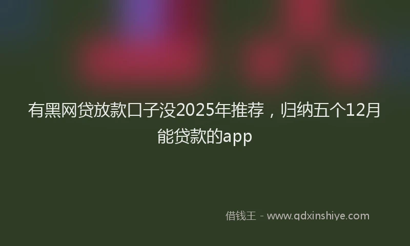 有黑网贷放款口子没2025年推荐，归纳五个12月能贷款的app