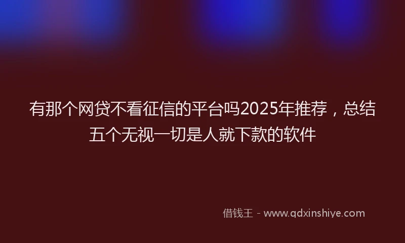 有那个网贷不看征信的平台吗2025年推荐，总结五个无视一切是人就下款的软件