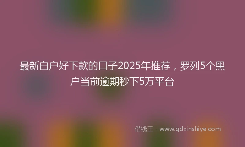 最新白户好下款的口子2025年推荐，罗列5个黑户当前逾期秒下5万平台