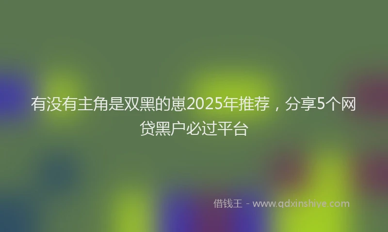 有没有主角是双黑的崽2025年推荐，分享5个网贷黑户必过平台