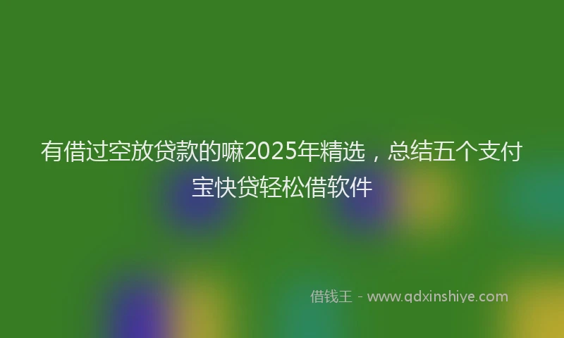 有借过空放贷款的嘛2025年精选，总结五个支付宝快贷轻松借软件