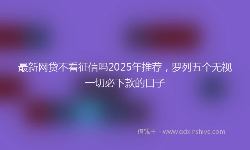 最新网贷不看征信吗2025年推荐，罗列五个无视一切必下款的口子
