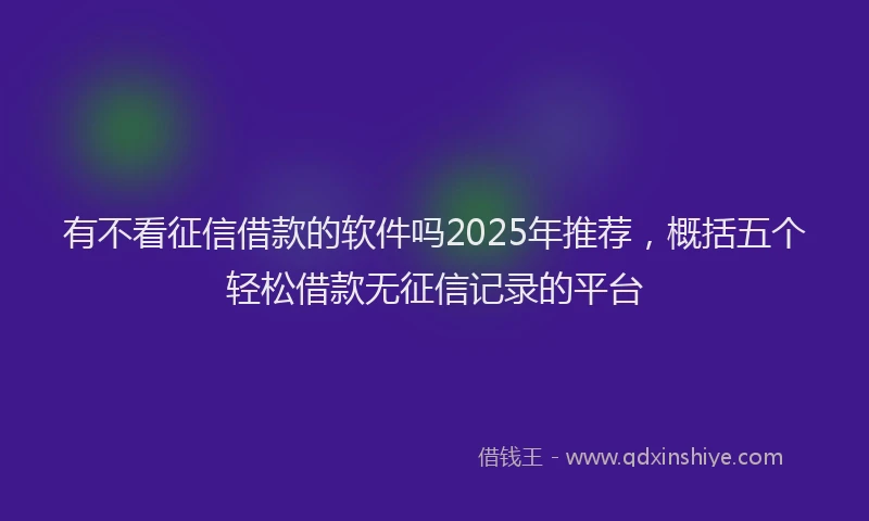 有不看征信借款的软件吗2025年推荐，概括五个轻松借款无征信记录的平台