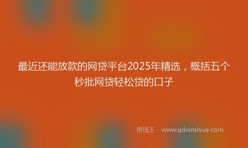 最近还能放款的网贷平台2025年精选，概括五个秒批网贷轻松贷的口子