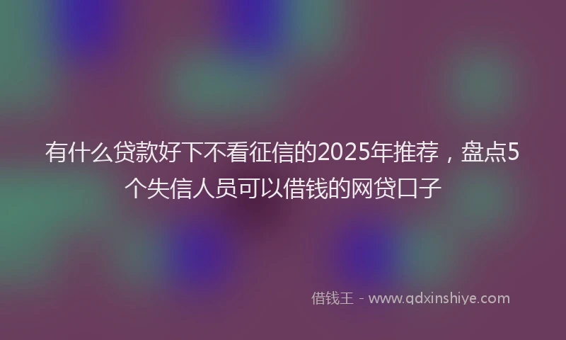 有什么贷款好下不看征信的2025年推荐，盘点5个失信人员可以借钱的网贷口子