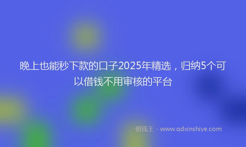 晚上也能秒下款的口子2025年精选，归纳5个可以借钱不用审核的平台
