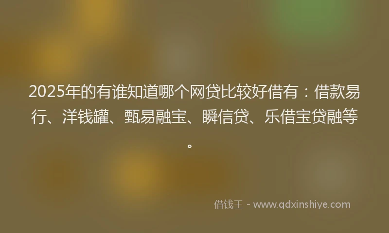 2025年的有谁知道哪个网贷比较好借有：借款易行、洋钱罐、甄易融宝、瞬信贷、乐借宝贷融等。