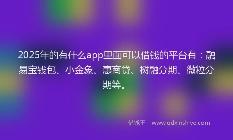 2025年的有什么app里面可以借钱的平台有：融易宝钱包、小金象、惠商贷、树融分期、微粒分期等。