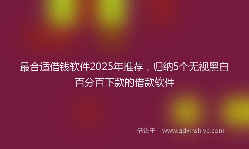 最合适借钱软件2025年推荐，归纳5个无视黑白百分百下款的借款软件