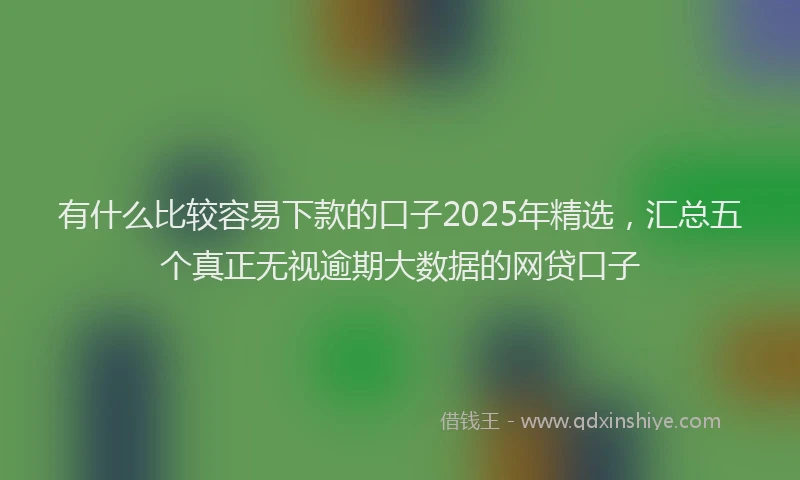有什么比较容易下款的口子2025年精选，汇总五个真正无视逾期大数据的网贷口子