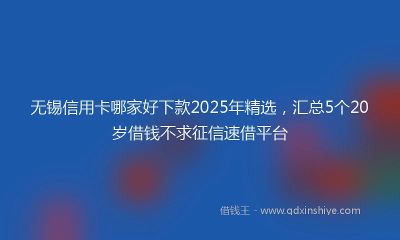 无锡信用卡哪家好下款2025年精选，汇总5个20岁借钱不求征信速借平台