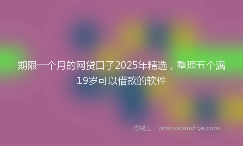 期限一个月的网贷口子2025年精选，整理五个满19岁可以借款的软件