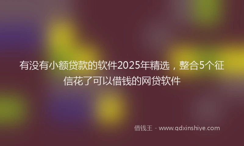 有没有小额贷款的软件2025年精选，整合5个征信花了可以借钱的网贷软件