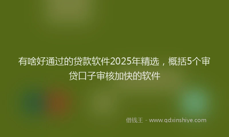 有啥好通过的贷款软件2025年精选，概括5个审贷口子审核加快的软件