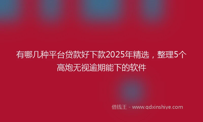 有哪几种平台贷款好下款2025年精选，整理5个高炮无视逾期能下的软件