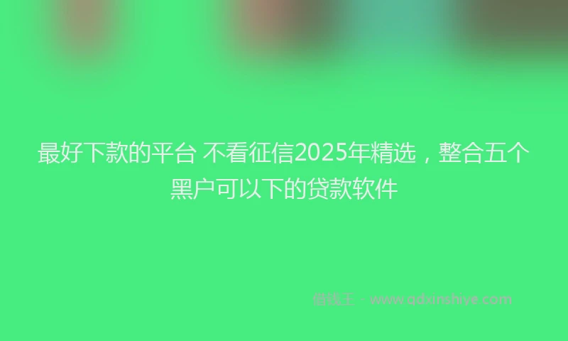 最好下款的平台 不看征信2025年精选，整合五个黑户可以下的贷款软件