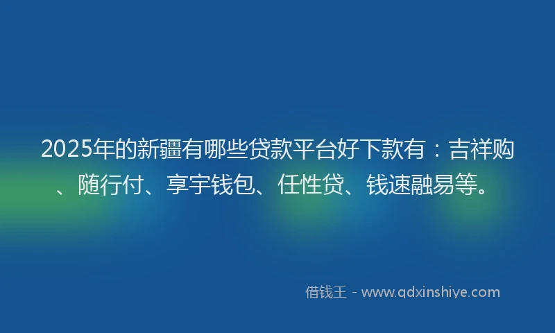 2025年的新疆有哪些贷款平台好下款有：吉祥购、随行付、享宇钱包、任性贷、钱速融易等。