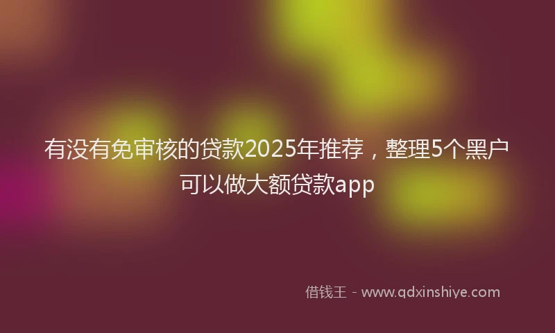有没有免审核的贷款2025年推荐，整理5个黑户可以做大额贷款app