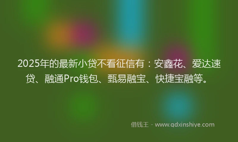 2025年的最新小贷不看征信有：安鑫花、爱达速贷、融通Pro钱包、甄易融宝、快捷宝融等。