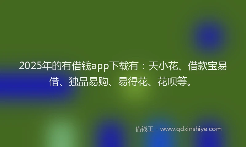 2025年的有借钱app下载有：天小花、借款宝易借、独品易购、易得花、花呗等。