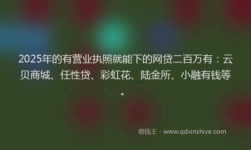 2025年的有营业执照就能下的网贷二百万有：云贝商城、任性贷、彩虹花、陆金所、小融有钱等。