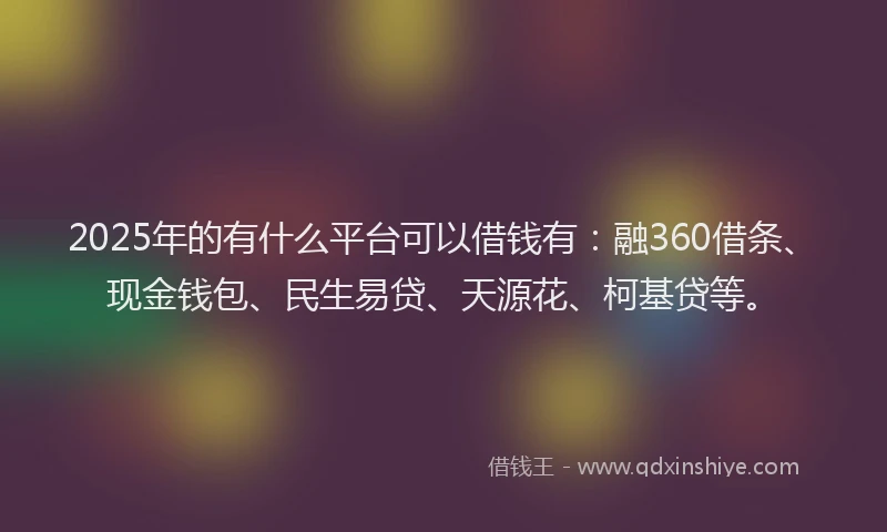 2025年的有什么平台可以借钱有：融360借条、现金钱包、民生易贷、天源花、柯基贷等。
