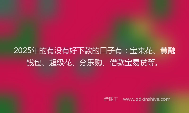 2025年的有没有好下款的口子有：宝来花、慧融钱包、超级花、分乐购、借款宝易贷等。