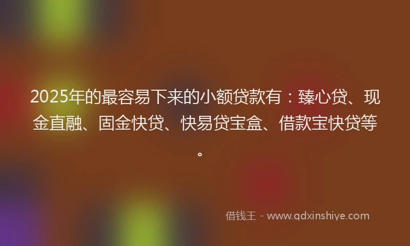 2025年的最容易下来的小额贷款有：臻心贷、现金直融、固金快贷、快易贷宝盒、借款宝快贷等。