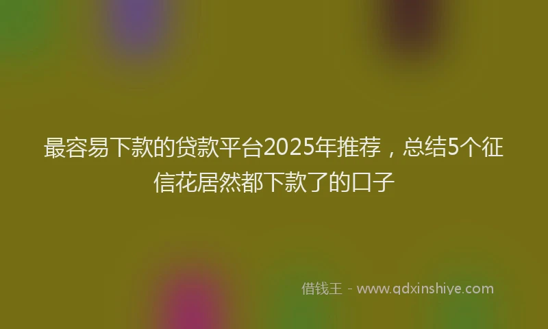 最容易下款的贷款平台2025年推荐，总结5个征信花居然都下款了的口子