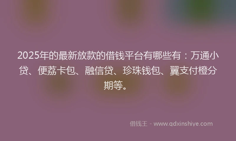 2025年的最新放款的借钱平台有哪些有：万通小贷、便荔卡包、融信贷、珍珠钱包、翼支付橙分期等。