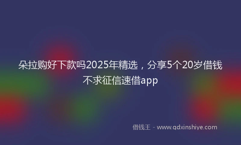 朵拉购好下款吗2025年精选，分享5个20岁借钱不求征信速借app