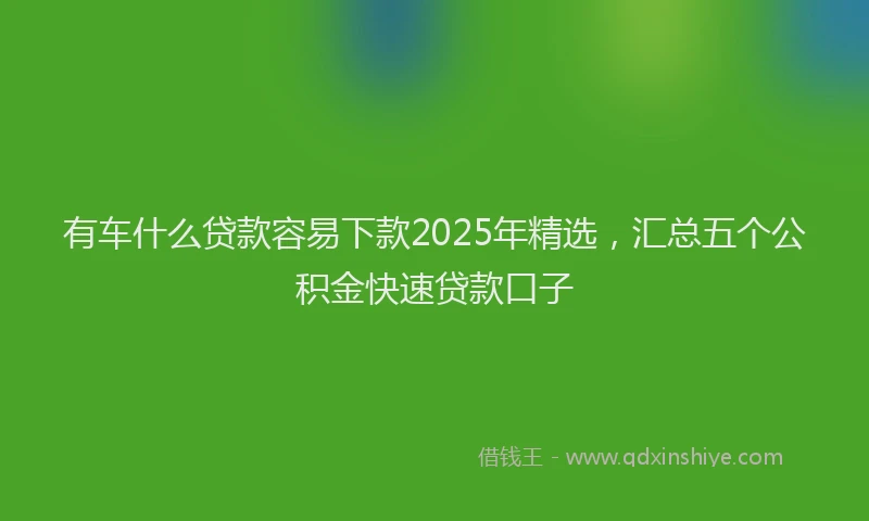 有车什么贷款容易下款2025年精选，汇总五个公积金快速贷款口子