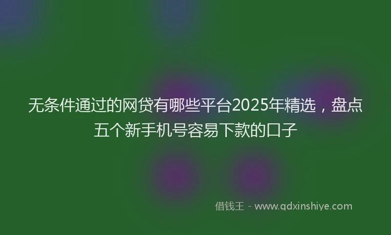 无条件通过的网贷有哪些平台2025年精选，盘点五个新手机号容易下款的口子