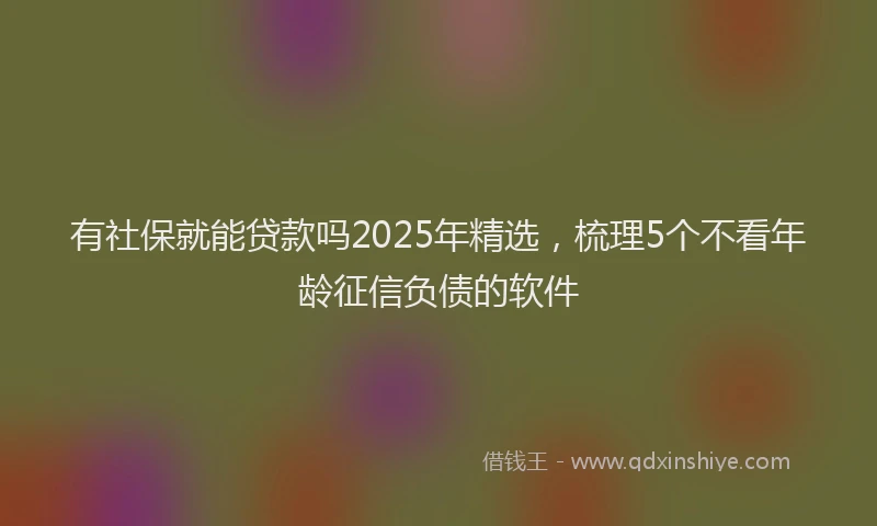 有社保就能贷款吗2025年精选，梳理5个不看年龄征信负债的软件