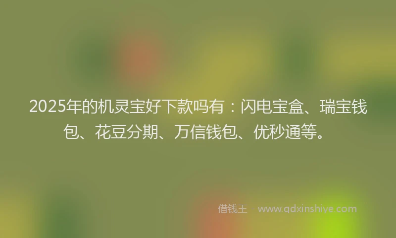 2025年的机灵宝好下款吗有：闪电宝盒、瑞宝钱包、花豆分期、万信钱包、优秒通等。