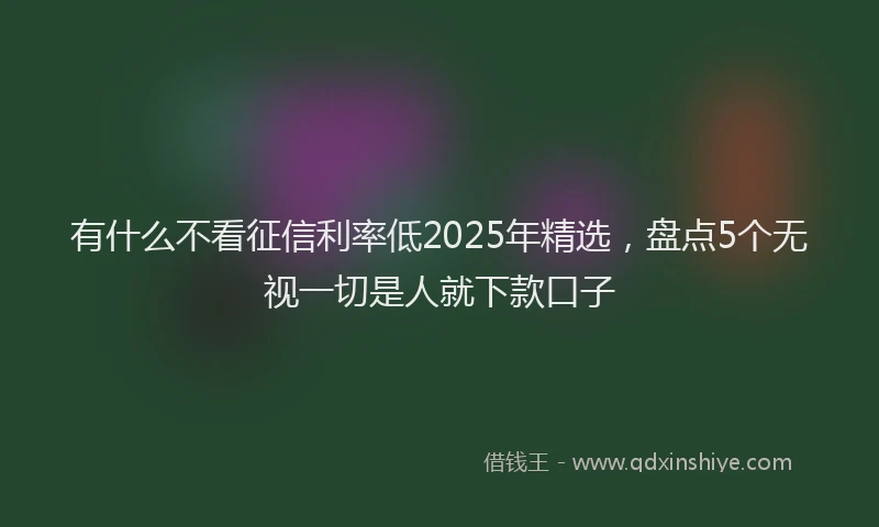 有什么不看征信利率低2025年精选，盘点5个无视一切是人就下款口子