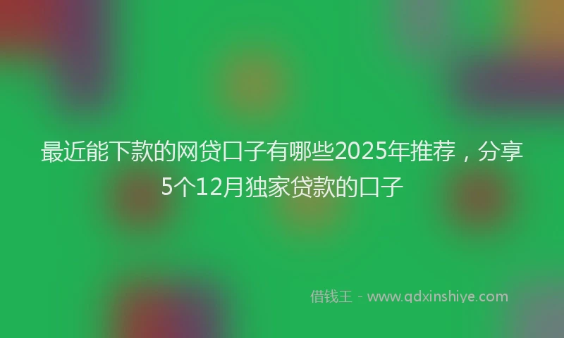 最近能下款的网贷口子有哪些2025年推荐，分享5个12月独家贷款的口子